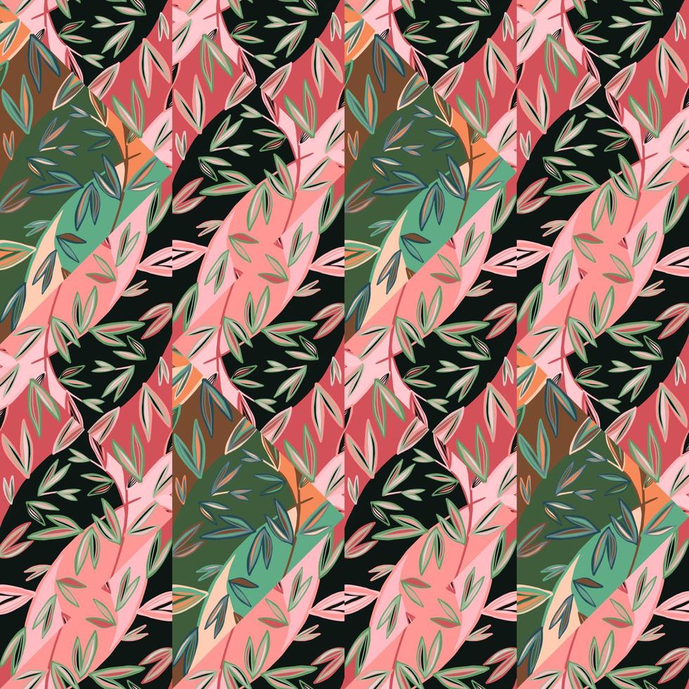 kreative Blätter Mosaik Musterdesign. Palmblätter Fliese. Botanisches Laub endlose Tapete. vektor