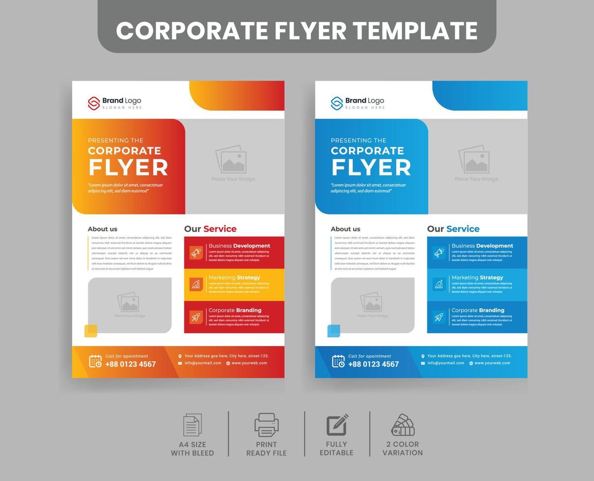 Corporate Business Flyer Design mit bearbeitbarer Flyer-Vorlage im A4-Format vektor