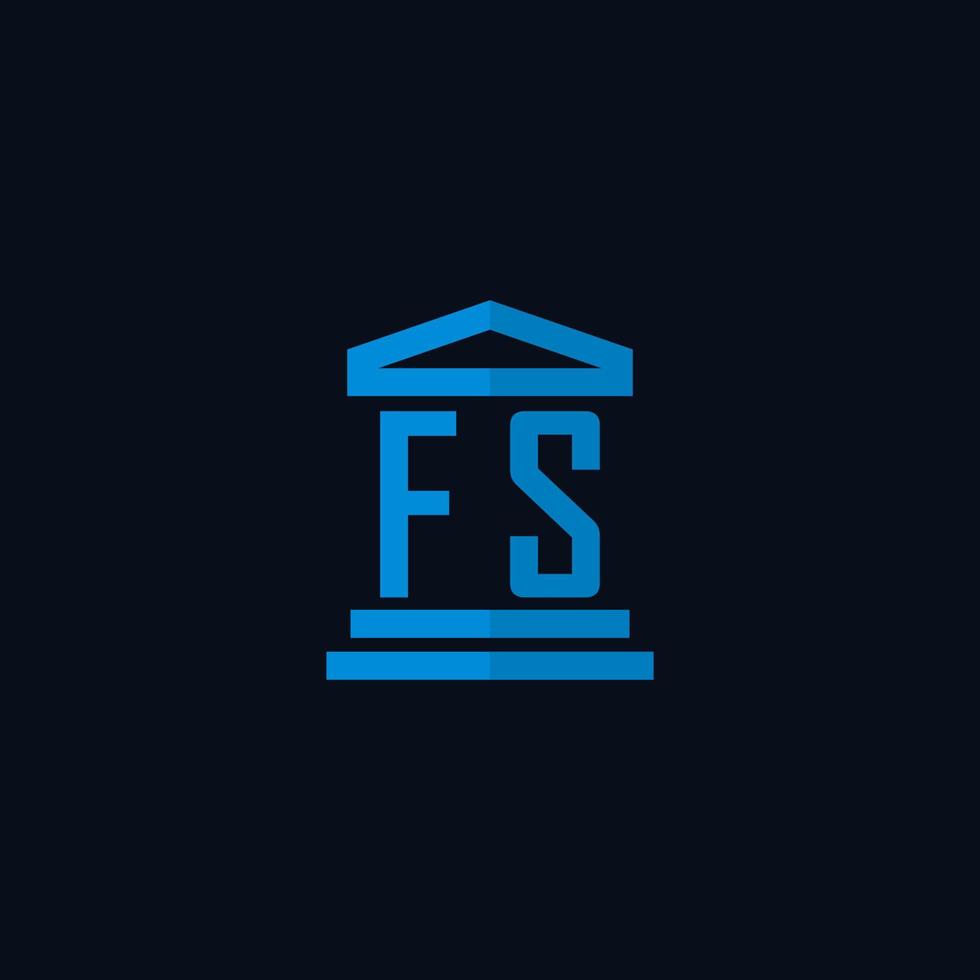 fs anfängliches Logo-Monogramm mit einfachem Gerichtsgebäude-Icon-Design-Vektor vektor