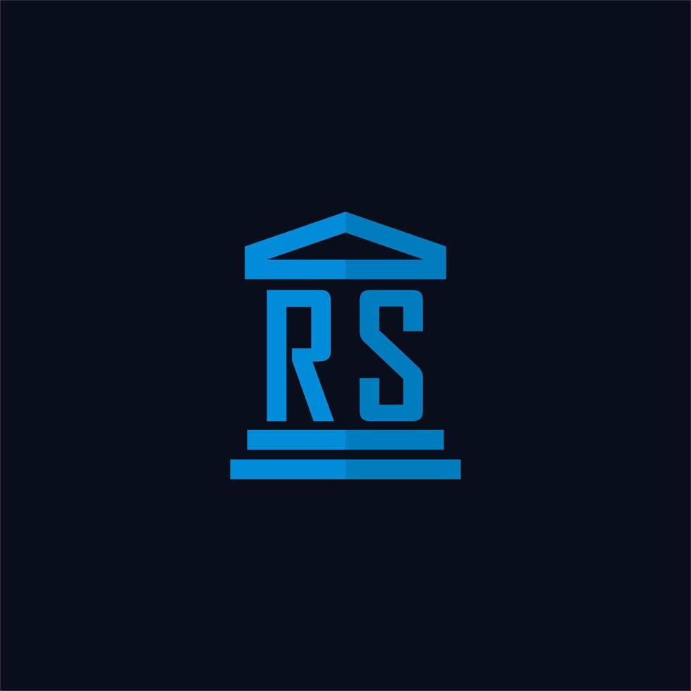 rs anfängliches Logo-Monogramm mit einfachem Gerichtsgebäude-Icon-Design-Vektor vektor
