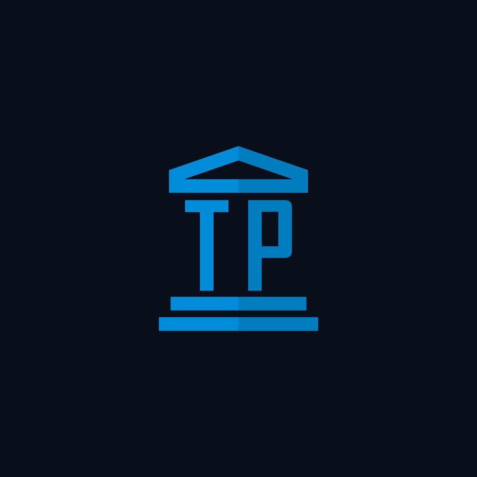 tp-Anfangslogo-Monogramm mit einfachem Gerichtsgebäude-Icon-Design-Vektor vektor