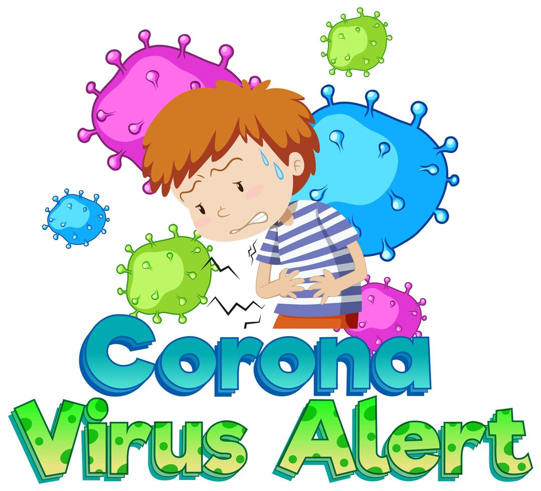 Coronavirus-Alarm mit krankem Jungen vektor