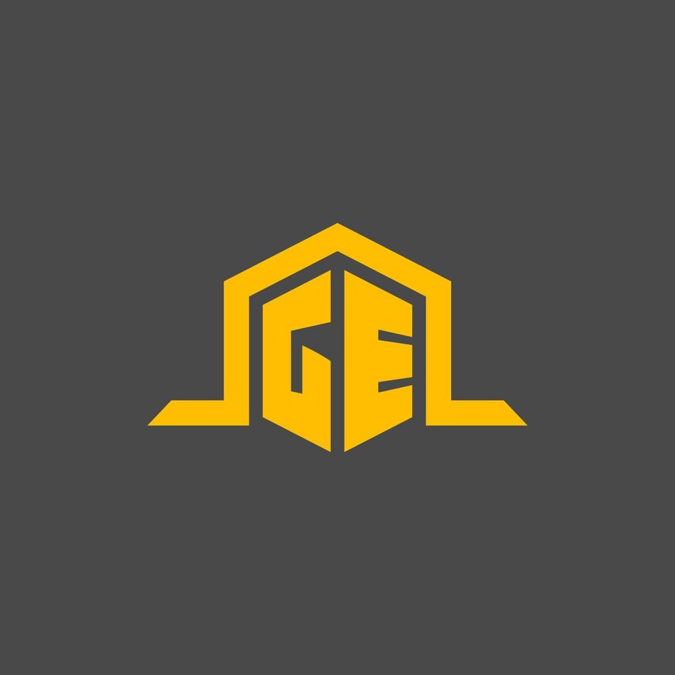 gE monogram första logotyp med sexhörning stil design vektor