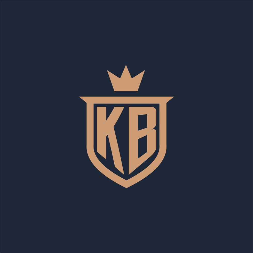 kb monogram första logotyp med skydda och krona stil vektor