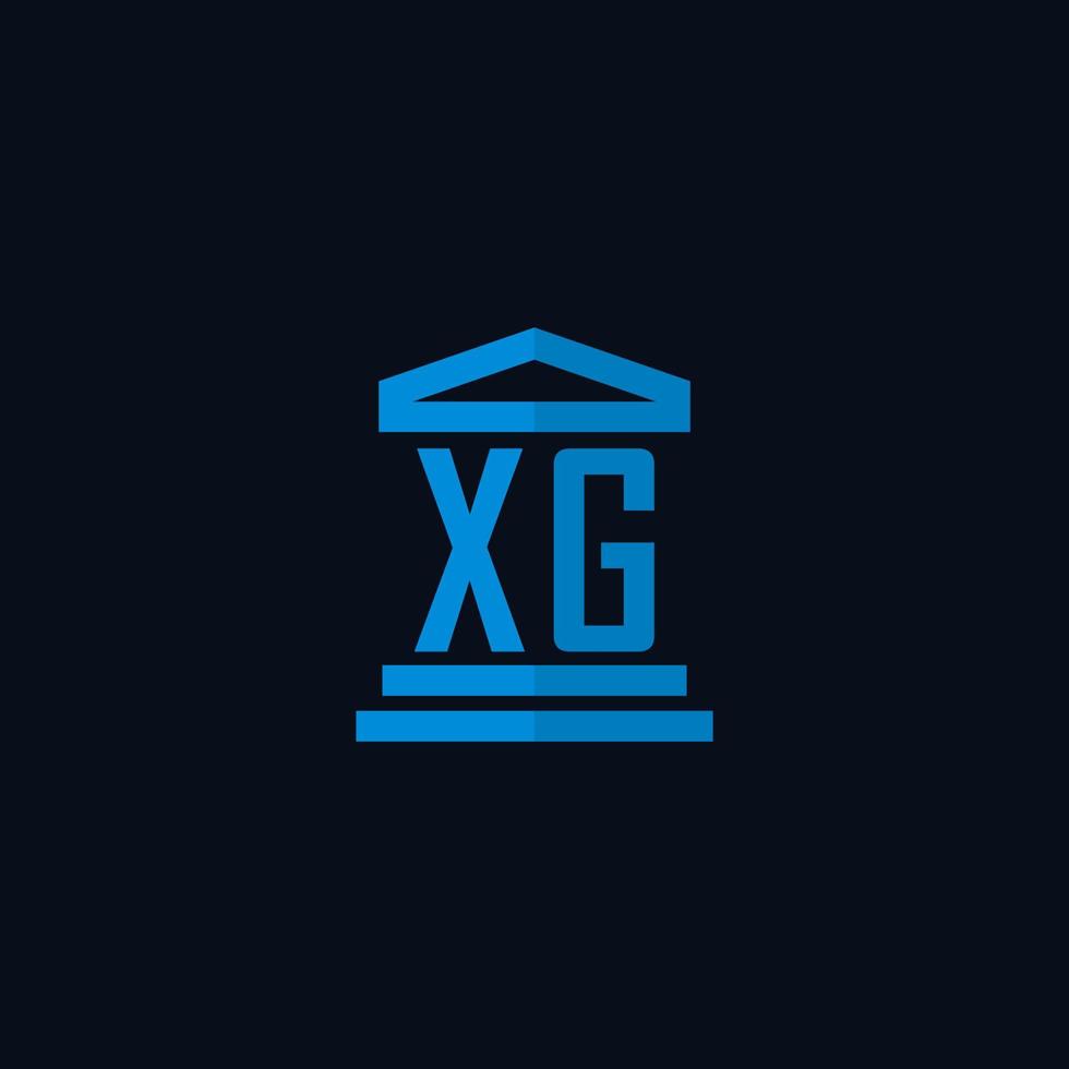 xg-Anfangslogo-Monogramm mit einfachem Gerichtsgebäude-Icon-Design-Vektor vektor