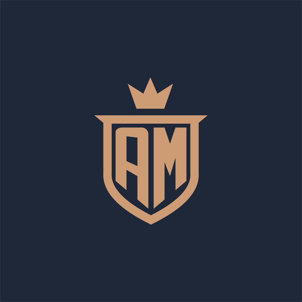 am monogram första logotyp med skydda och krona stil vektor