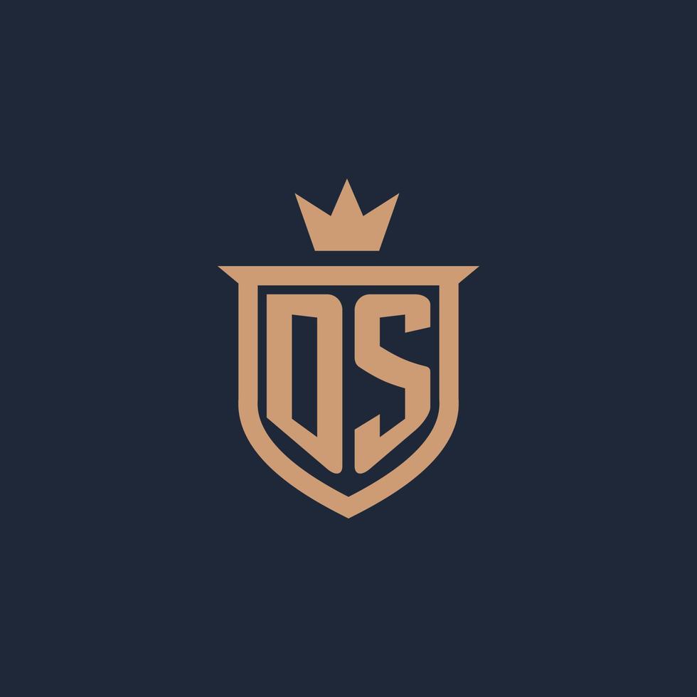 ds monogram första logotyp med skydda och krona stil vektor