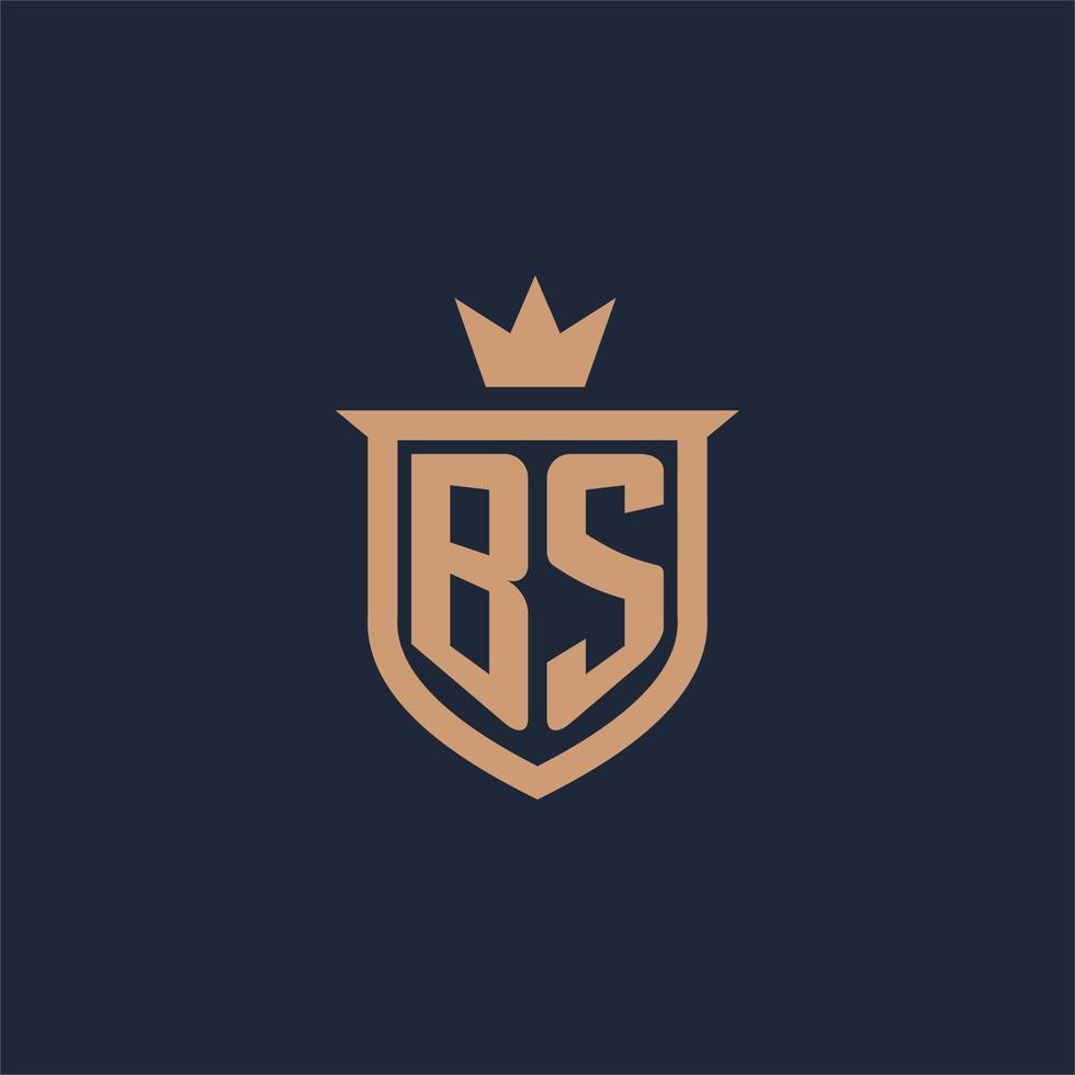 bs monogram första logotyp med skydda och krona stil vektor