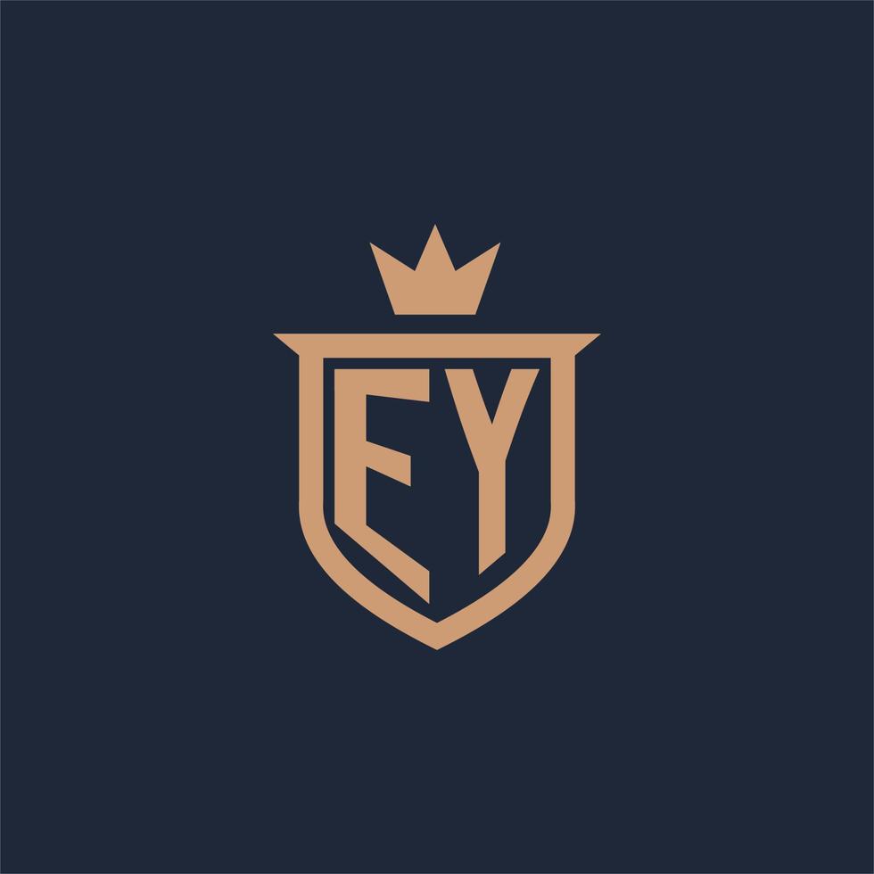 ey monogram första logotyp med skydda och krona stil vektor