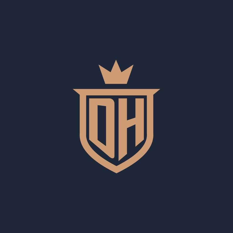 dh monogram första logotyp med skydda och krona stil vektor