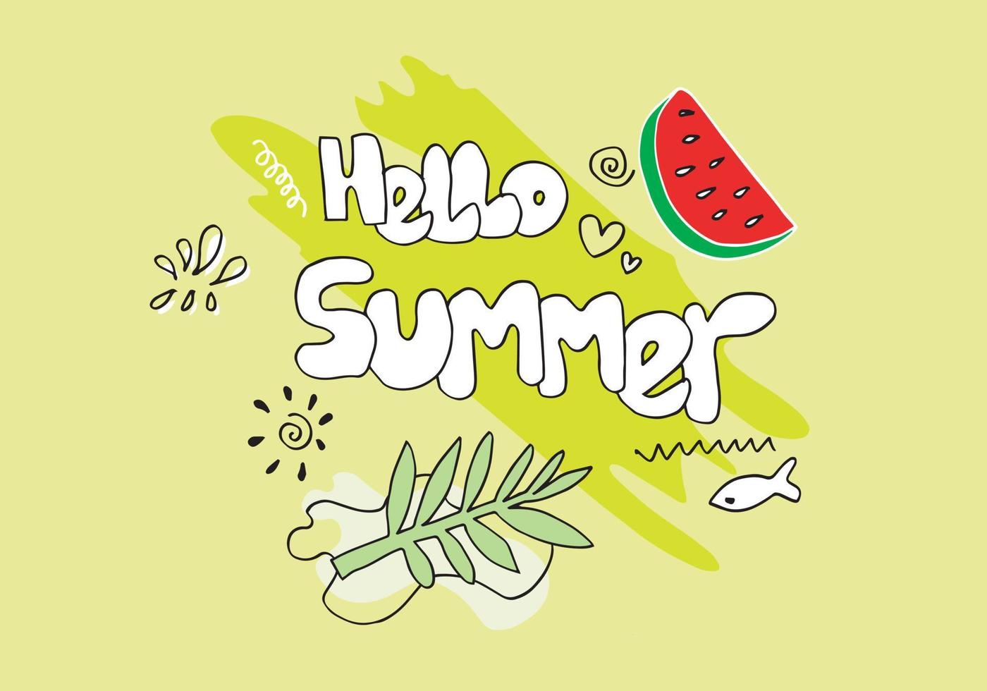 Sommerschlussverkauf-Banner-Vorlage mit Doodle-Stil. ein abstrakter sommer mit palmblättern und gekritzelelement. Promo-Abzeichen für Ihre saisonalen Designs. vektor