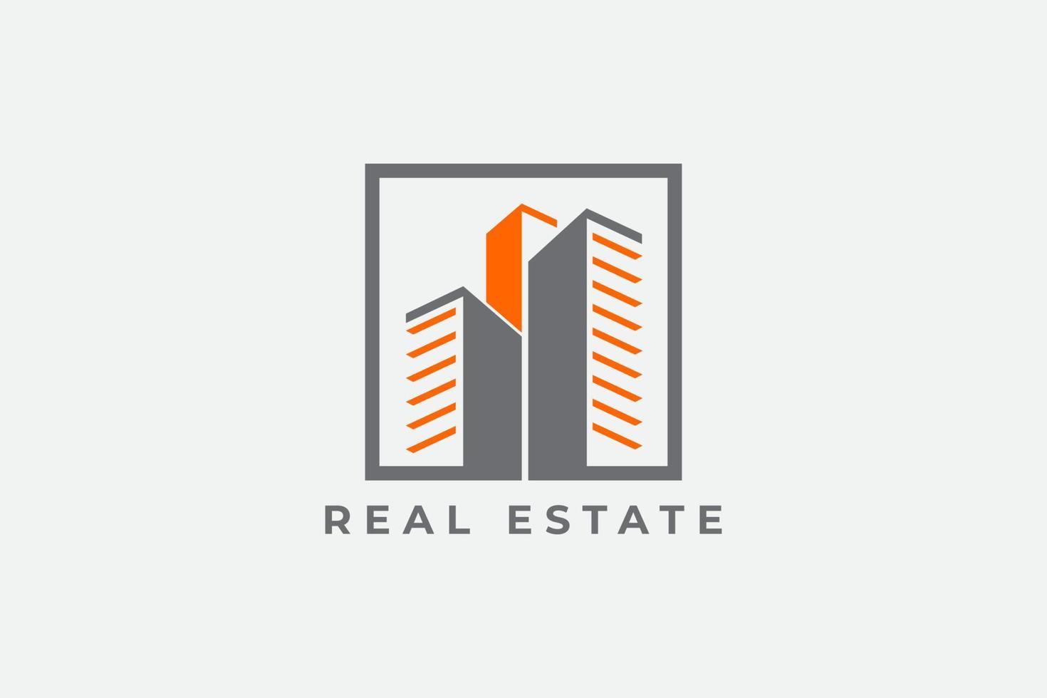Immobilien-Logo mit quadratischem Rahmen vektor