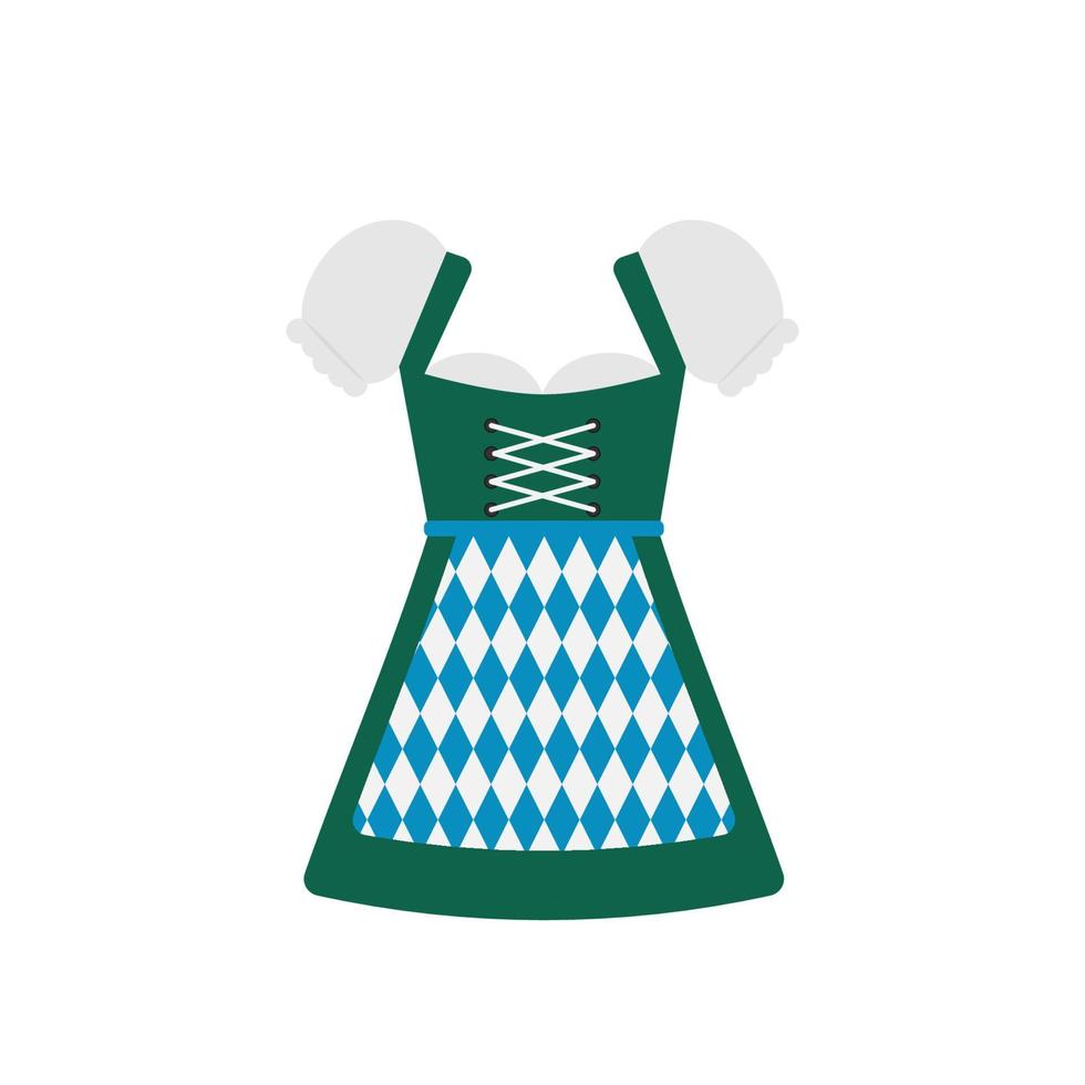 traditionell bavarian Kläder dirndl isolerat på vit. oktoberfest folk kostym platt vektor ikon. lätt till redigera mall för din logotyp design, affisch, baner, flygblad, t-shirt, inbjudan, etc.