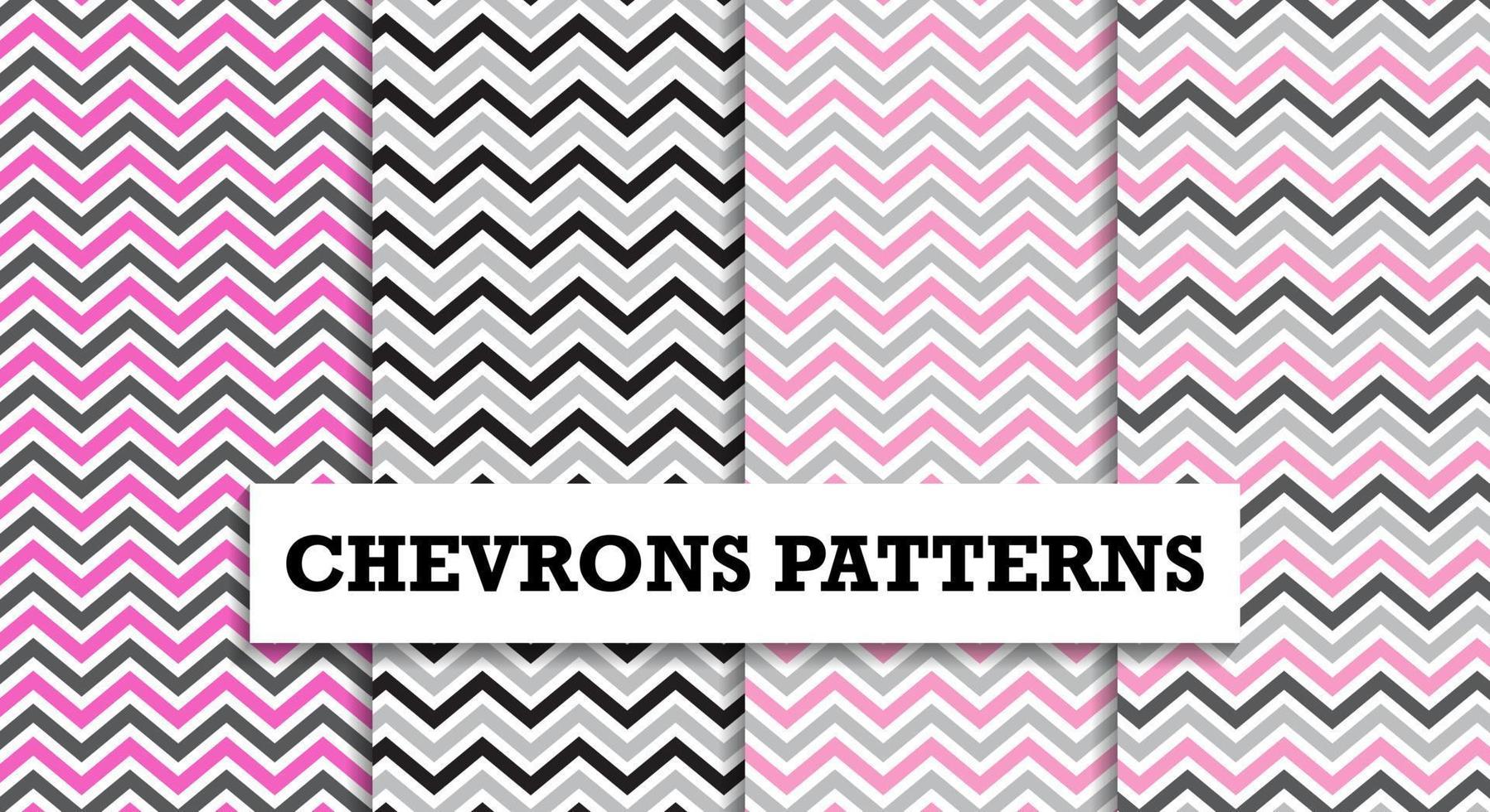 Chevrons nahtlose Muster festgelegt. rosa und grauer abstrakter geometrischer Hintergrundvektor. perfekt für bettwäsche, tischdecken, wachstücher oder schal textil design. vektor