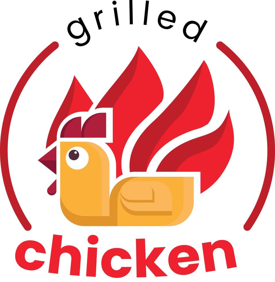 Logo für das kulinarische Geschäft mit gegrilltem Hähnchen, einfach und leicht zu merken vektor