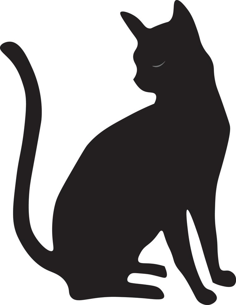 svart katt isolerat i vit bakgrund vektor