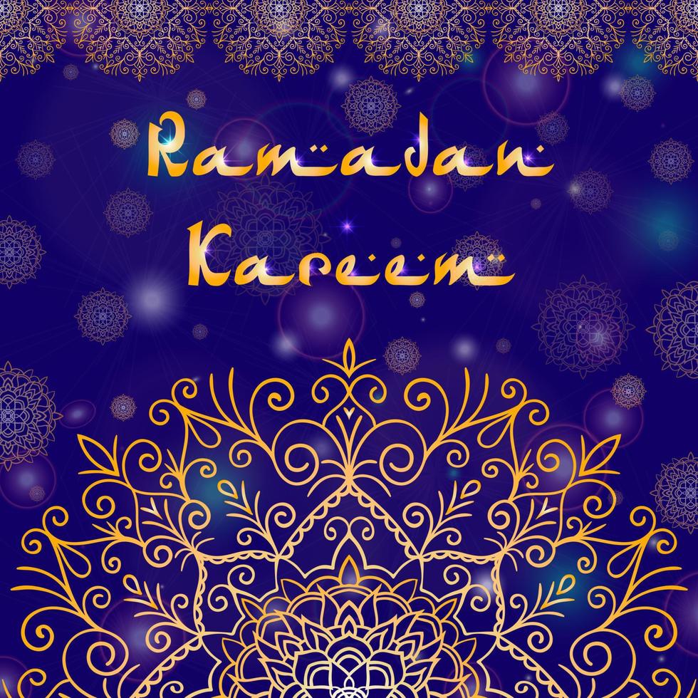 grußkartendesign mit text ramadan kareem für muslimisches fest vektor