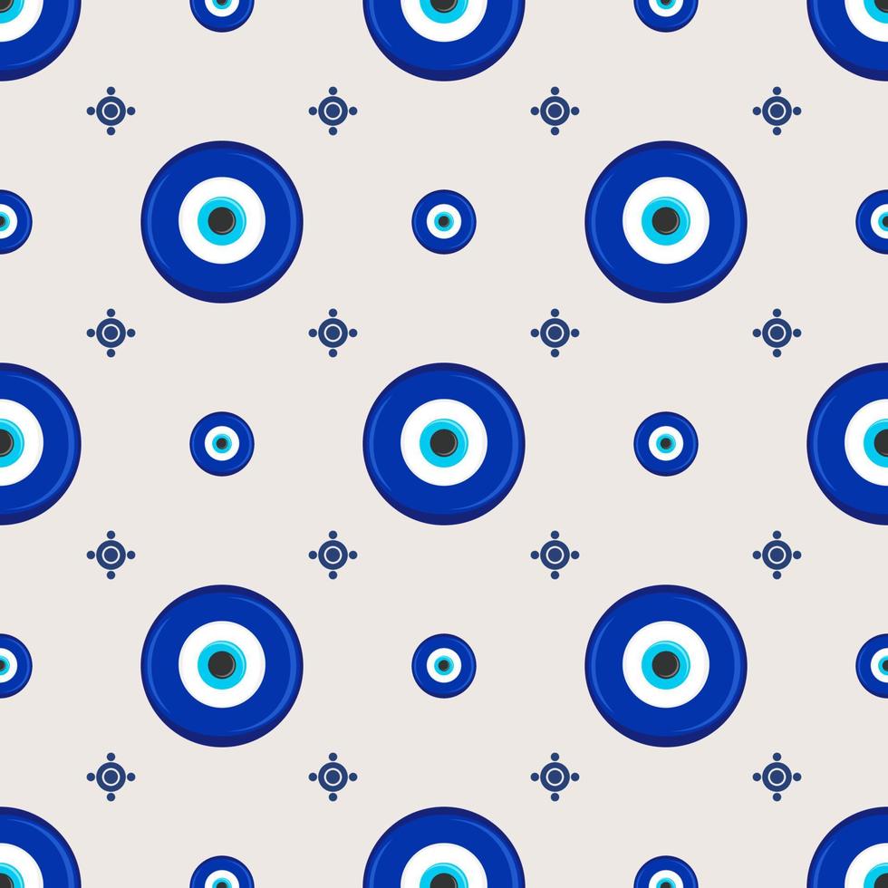 ethnisches muster des bösen blicks. mystisches griechisches blaues Amulett. türkischer traditioneller Druck. Symbol des Schutzes. Vektor nahtlose Hintergrund