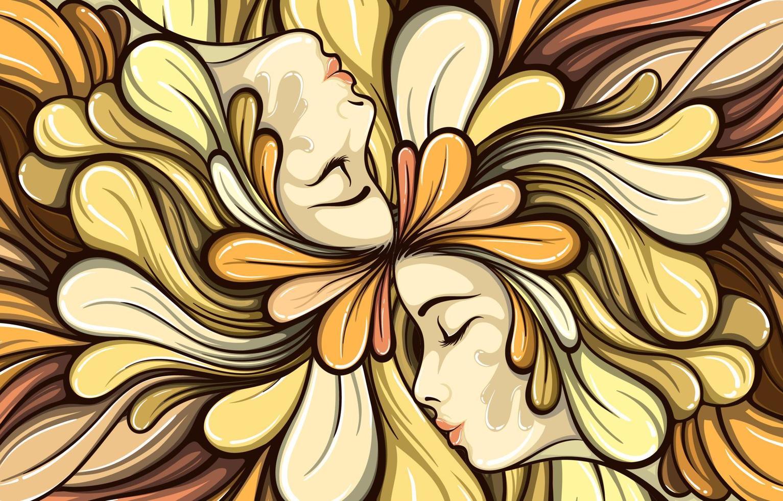 abstrakt bakgrund illustration av kvinnas ansikte, Flerfärgad vektor