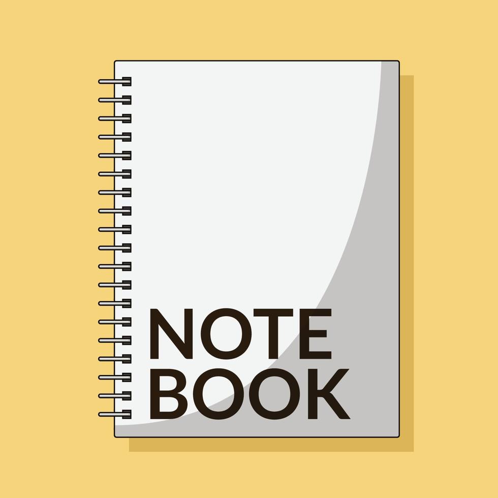 Notebook-Vektor-Illustration. Buchen. Papier. flacher cartoon-stil geeignet für symbol, web-landingpage, banner, flyer, aufkleber, karte, hintergrund, t-shirt, clipart vektor