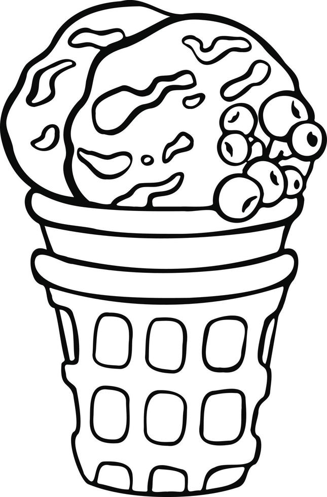 våffla glas av sorbet med vild bär, is grädde illustration vektor