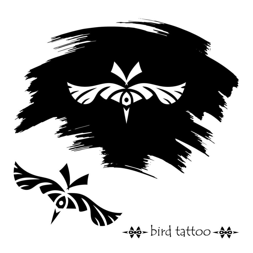 stilisierte dekorative Vogelmaske. Tattoo-Silhouette vektor