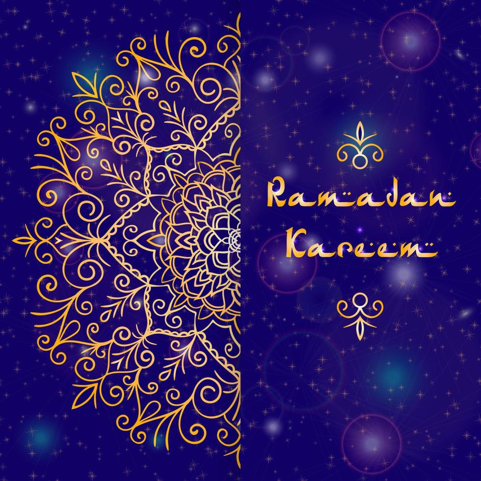 hälsning kort design med text ramadan kareem för muslim festival vektor