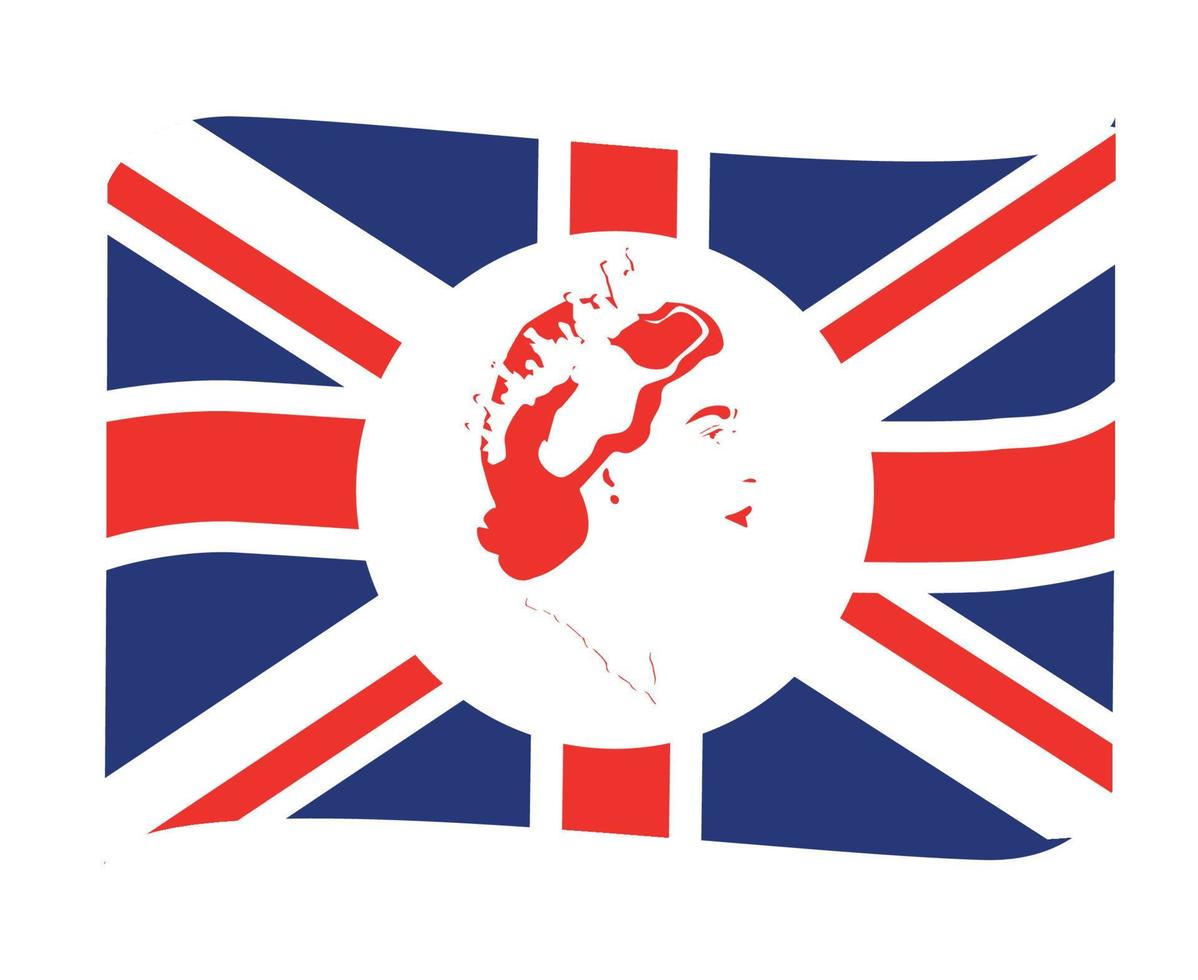 drottning Elizabeth ansikte porträtt röd med brittiskt förenad rike flagga nationell Europa emblem band ikon vektor illustration abstrakt design element