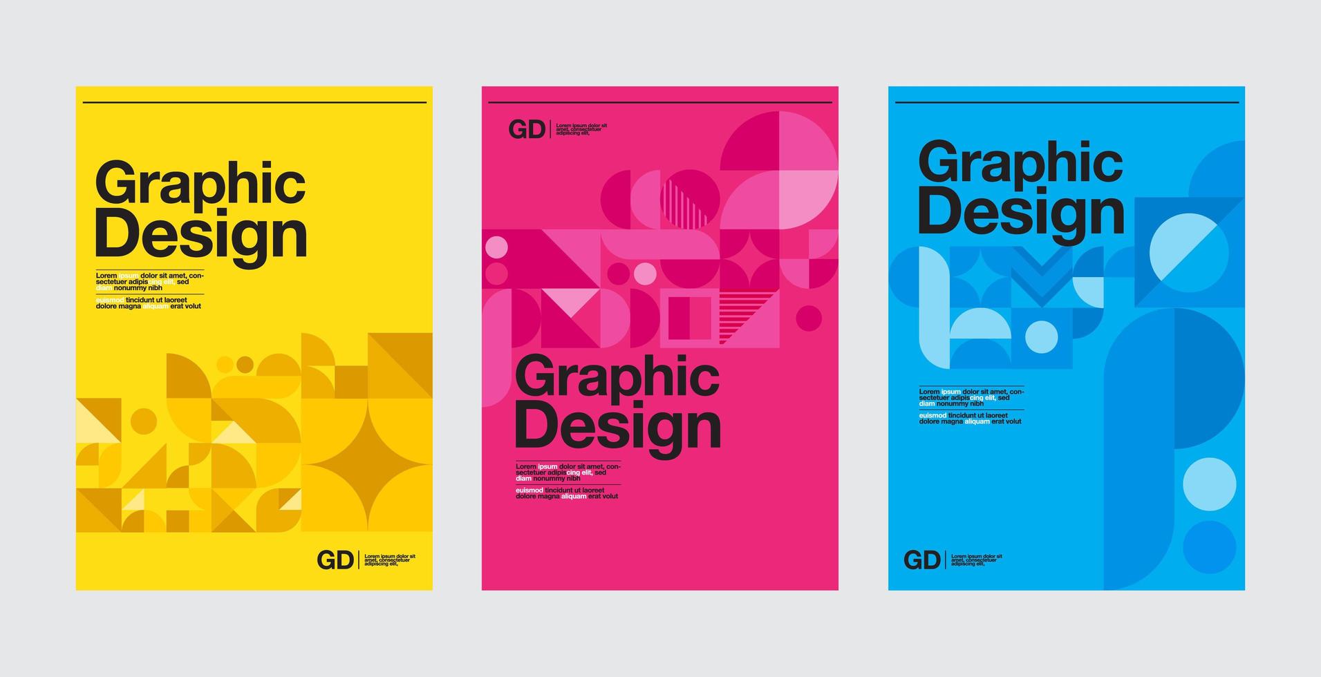 blaue, rosa und gelbe Grafikdesign-Layoutvorlagen vektor