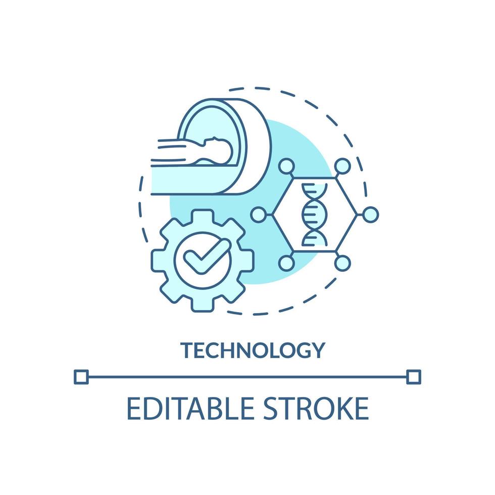 Symbol für das türkisfarbene Konzept der Technologie. innovative Methoden. Pandemievorsorgeaufwand abstrakte Idee dünne Linie Illustration. isolierte Umrisszeichnung. editierbarer Strich. vektor