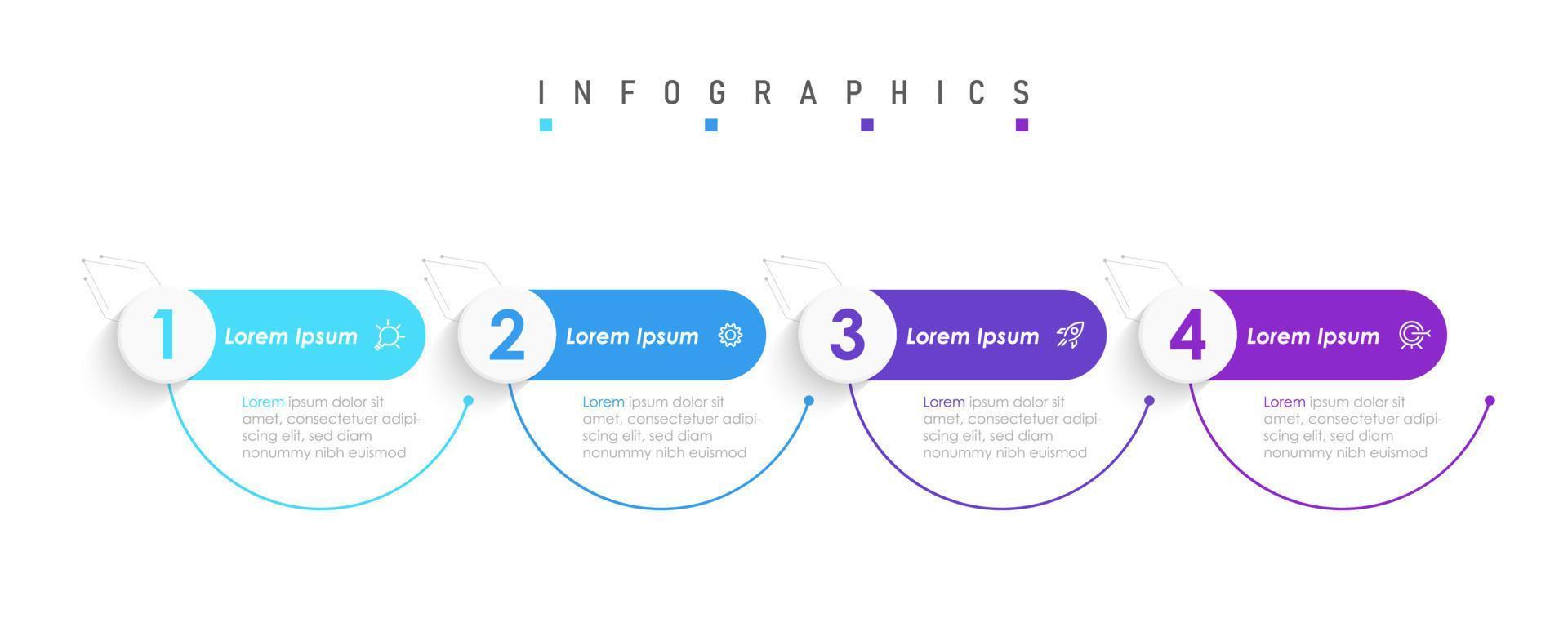 vektor infographic etikett designmall med ikoner och 4 alternativ eller steg. kan användas för processdiagram, presentationer, arbetsflödeslayout, banner, flödesschema, infograf.