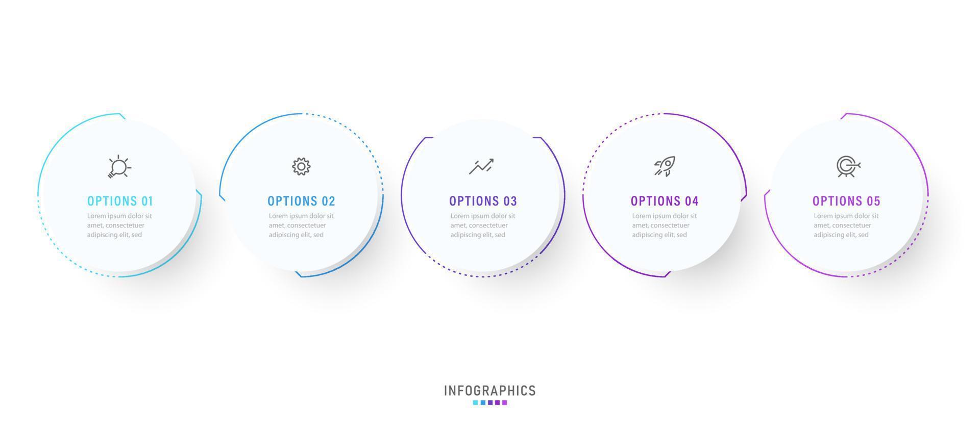 vektor infographic etikett designmall med ikoner och 5 alternativ eller steg. kan användas för processdiagram, presentationer, arbetsflödeslayout, banner, flödesschema, infograf.