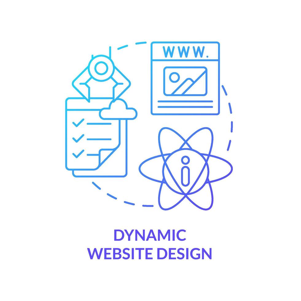 dynamisk hemsida design blå lutning begrepp ikon. mottaglig webb design snäll abstrakt aning tunn linje illustration. databasdriven webbplats. isolerat översikt teckning. vektor