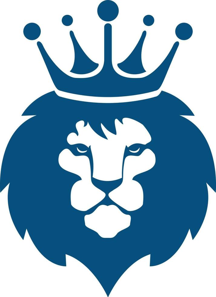 Löwenkopf mit Kronen-Logo-Design. vektor