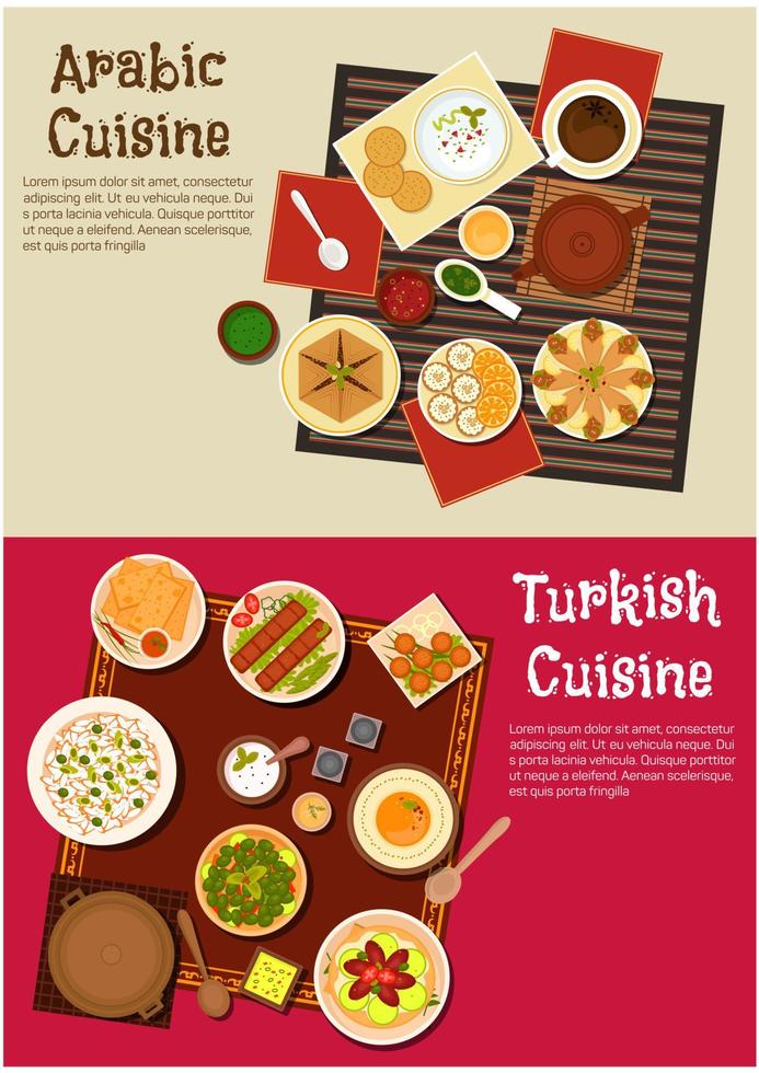 Gerichte der arabischen und türkischen Küche vektor