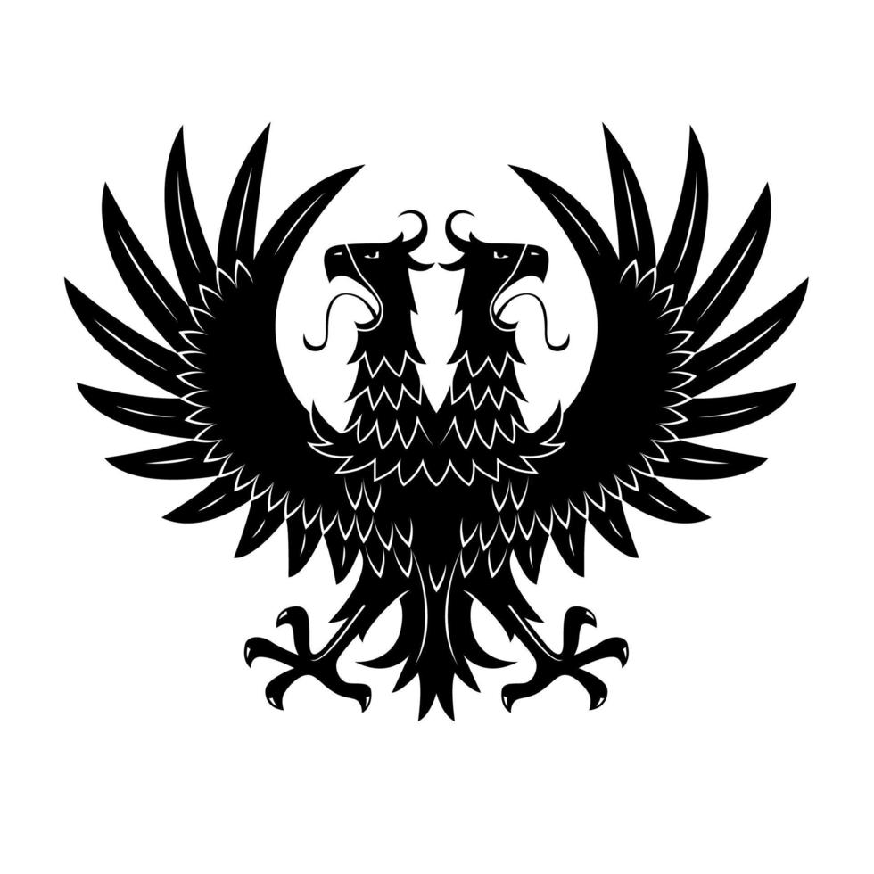 schwarzes Symbol des königlichen heraldischen Doppeladlers vektor