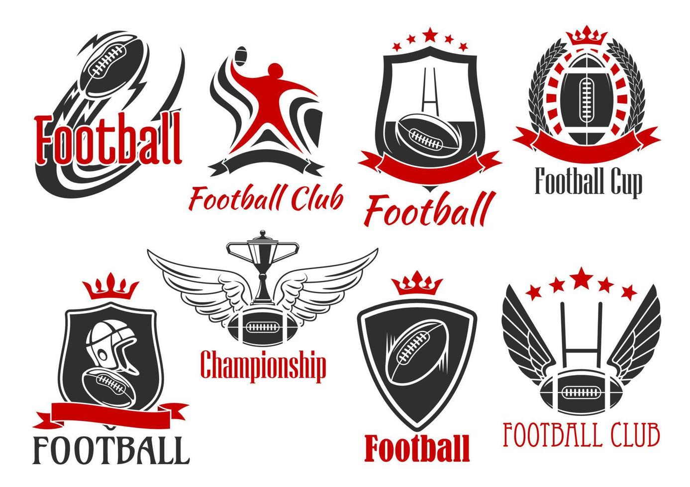 amerikan fotboll heraldisk sporter märken vektor