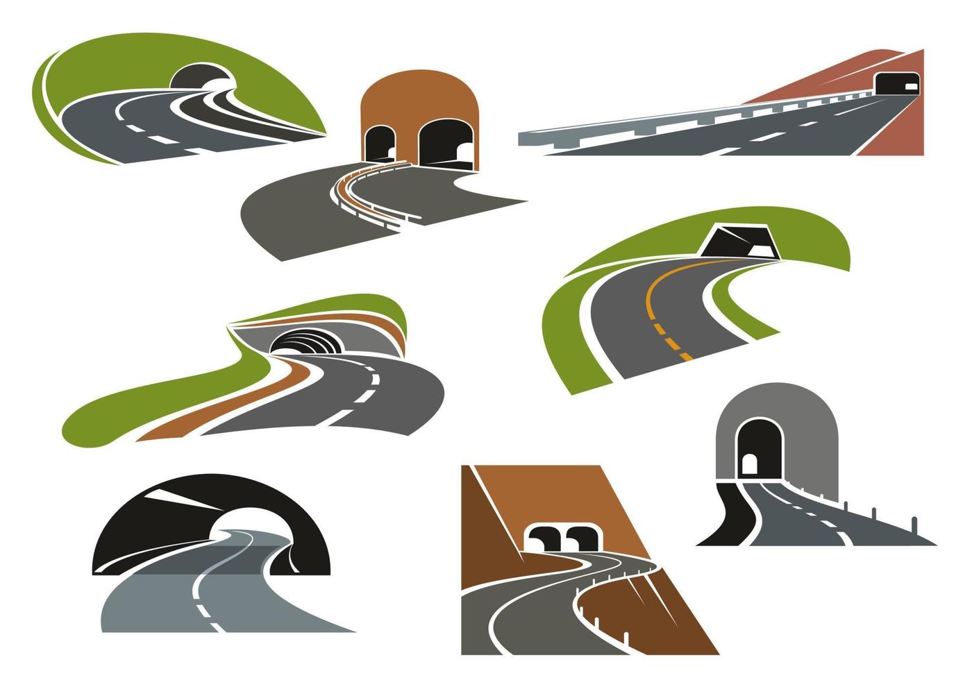 Straßentunnel-Symbole für das Transportdesign vektor
