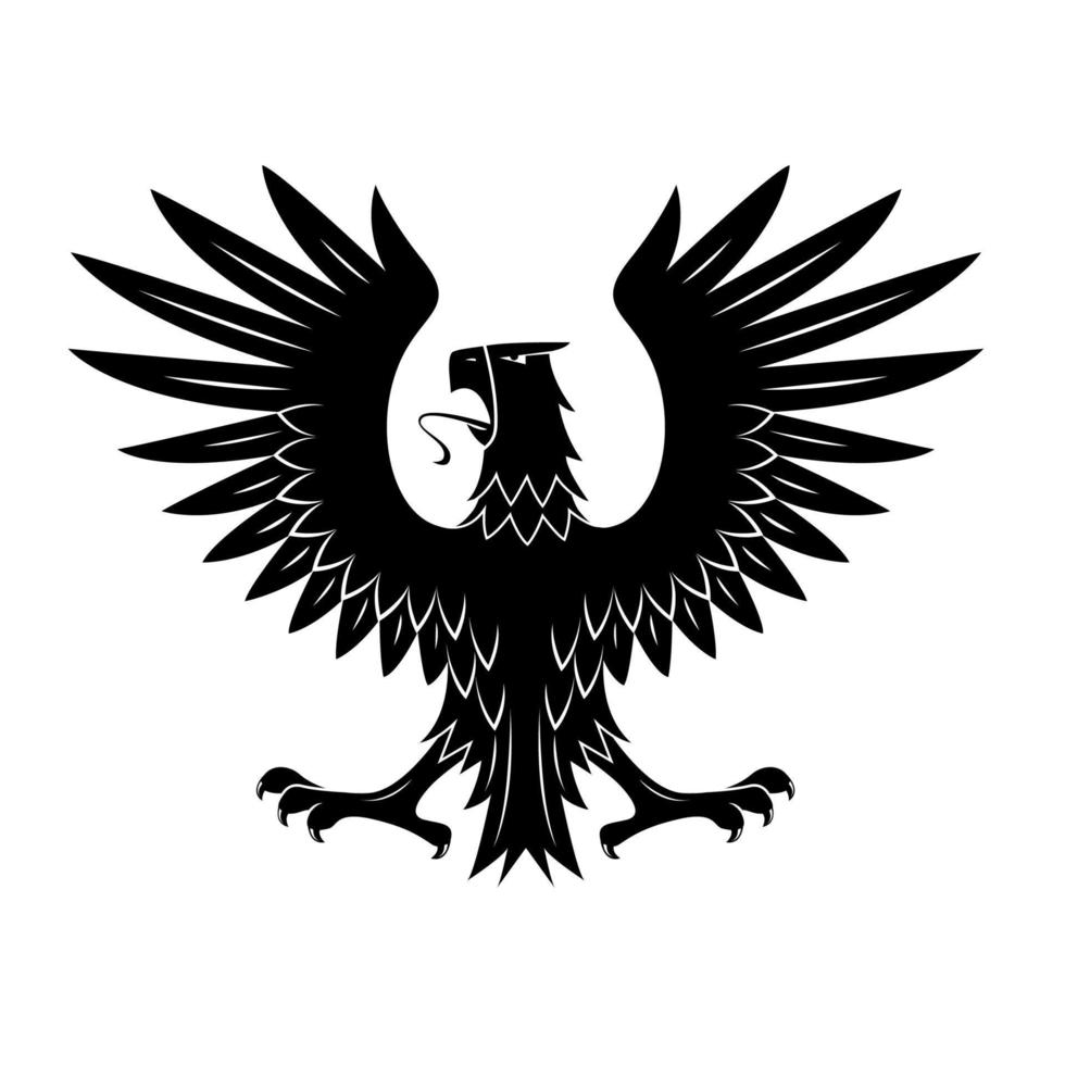 schwarzer heraldischer adler mit ausgebreitetem flügelsymbol vektor