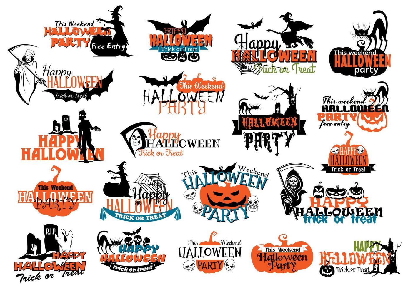 halloween fest banderoller och headers vektor