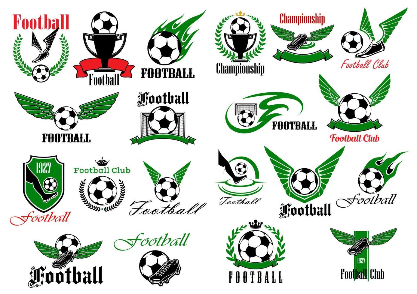 sportliche ikonen für fußball- oder fußballspieldesign vektor