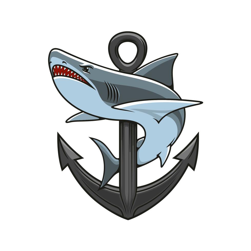 Hai und Anker heraldisches Emblem vektor
