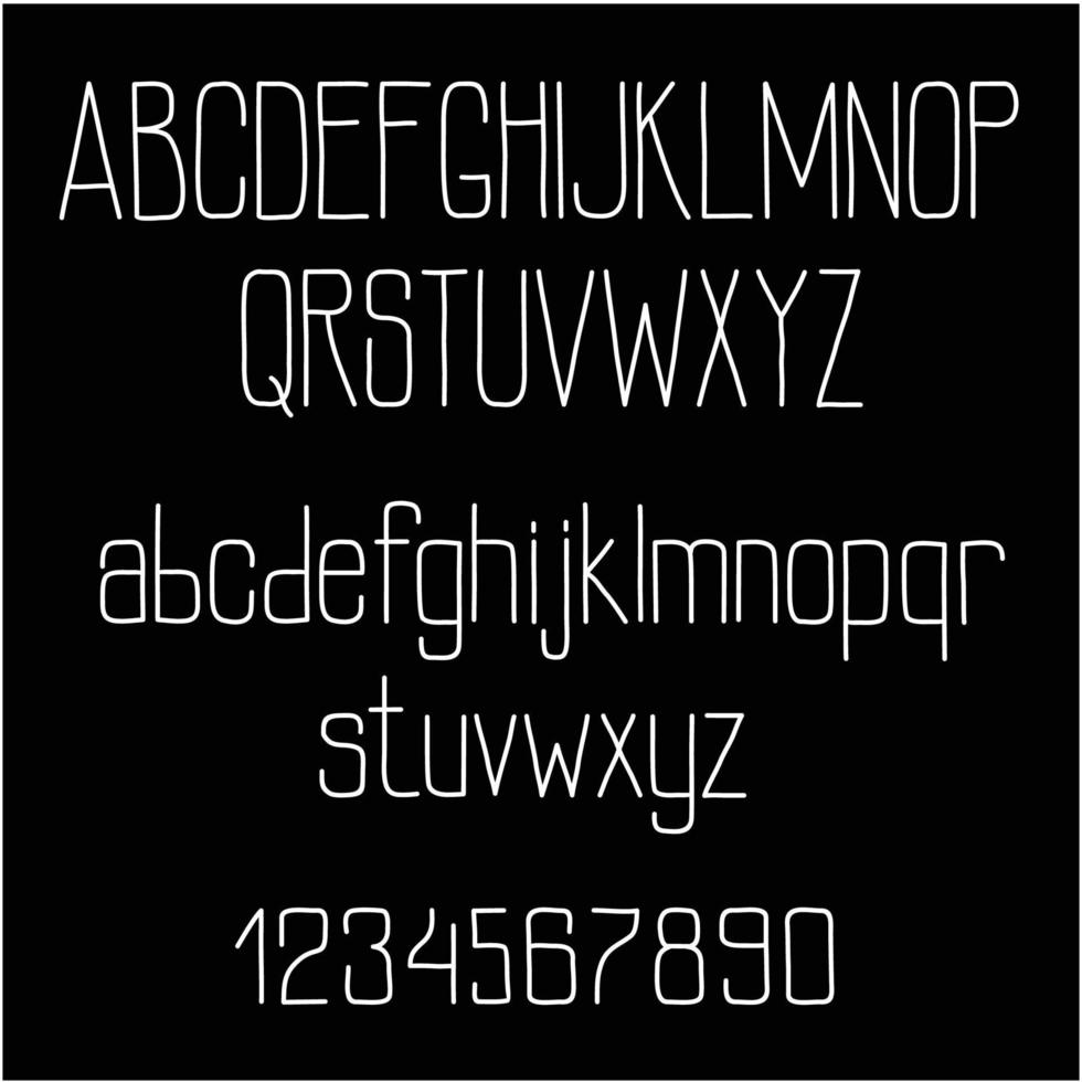 retro krita font alfabet på svarta tavlan vektor