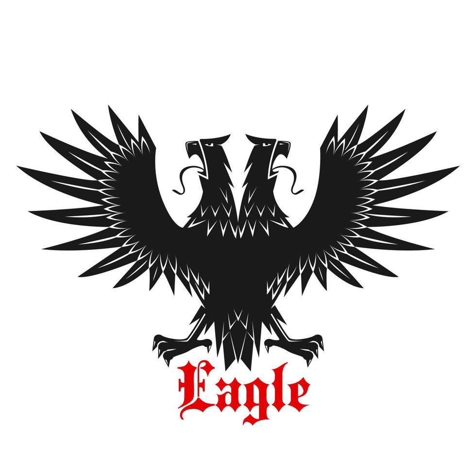 doppelköpfiges schwarzes heraldisches Adlersymbol vektor