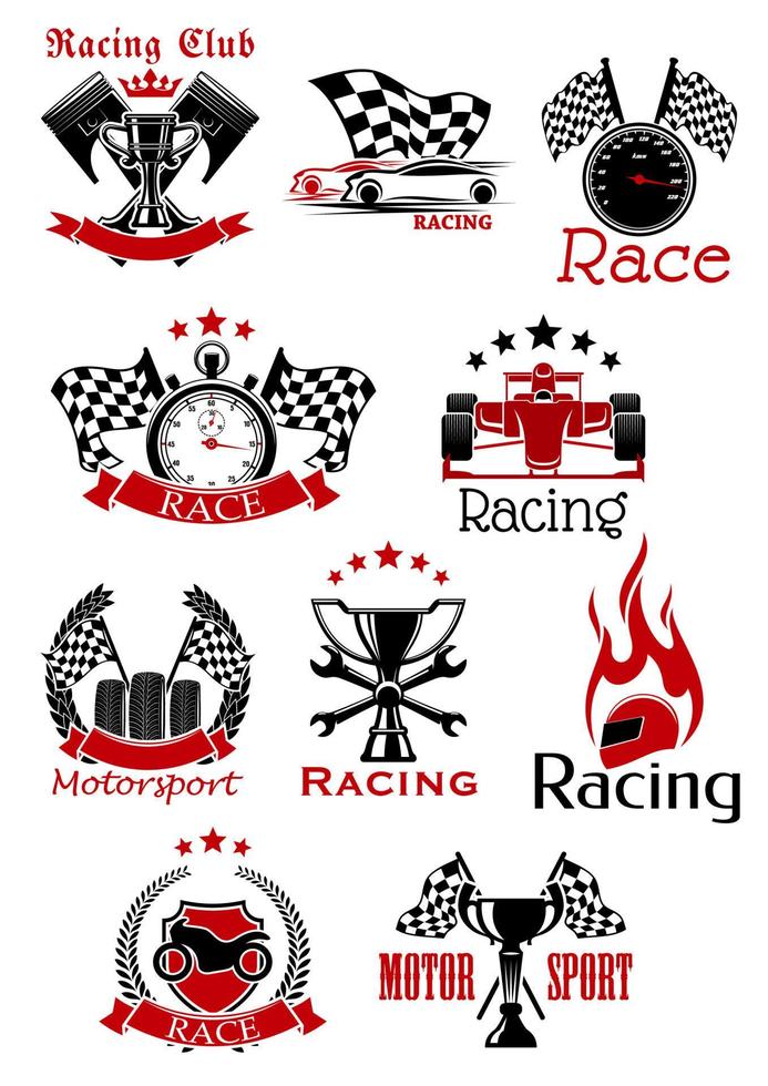 motorsport heraldisk ikoner och symboler vektor