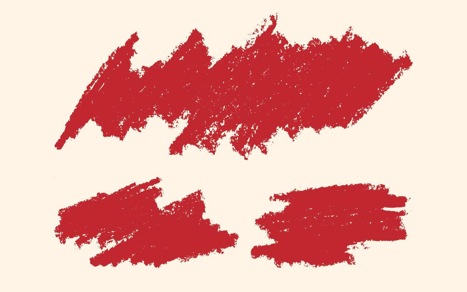 Set aus roten Vektor-Wachskreidestrichen isoliert auf weißem Hintergrund, Vektor-Handmalerei-Pinsel-Kreide-Textur-Design-Elemente vektor