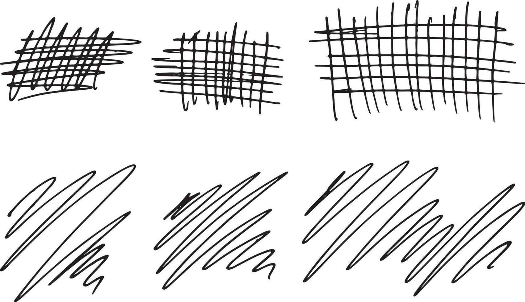 Satz von doodle skizzenhaften Stift und Gekritzel isoliert auf weißem Hintergrund, handgezeichnete Vektorillustration vektor