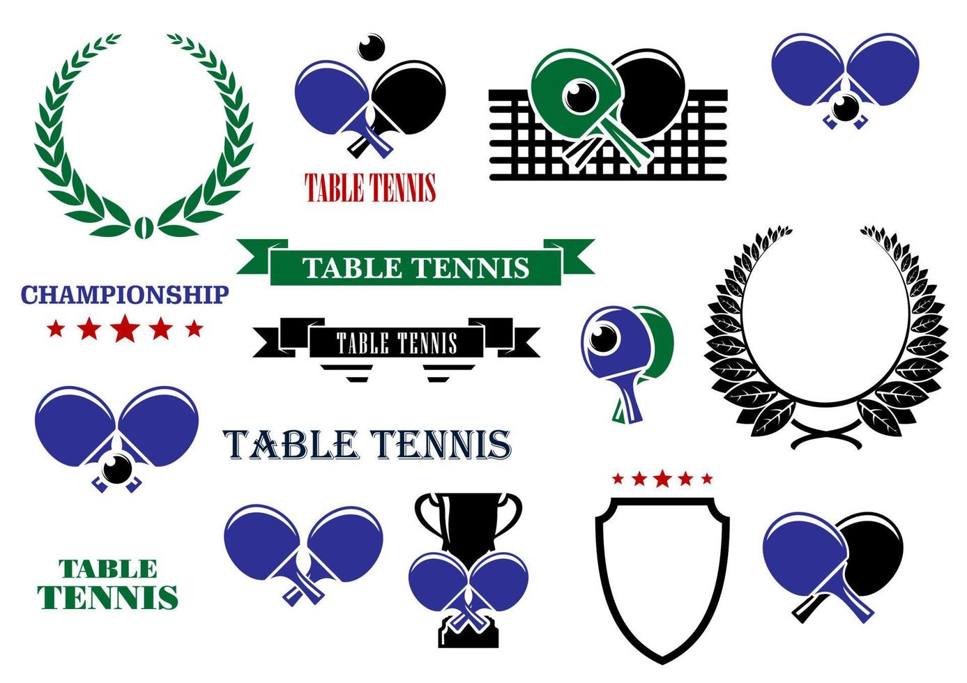 tabell tennis spel heraldisk element vektor