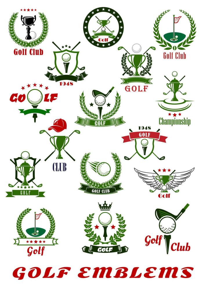 golf sport ikoner och symboler uppsättning vektor