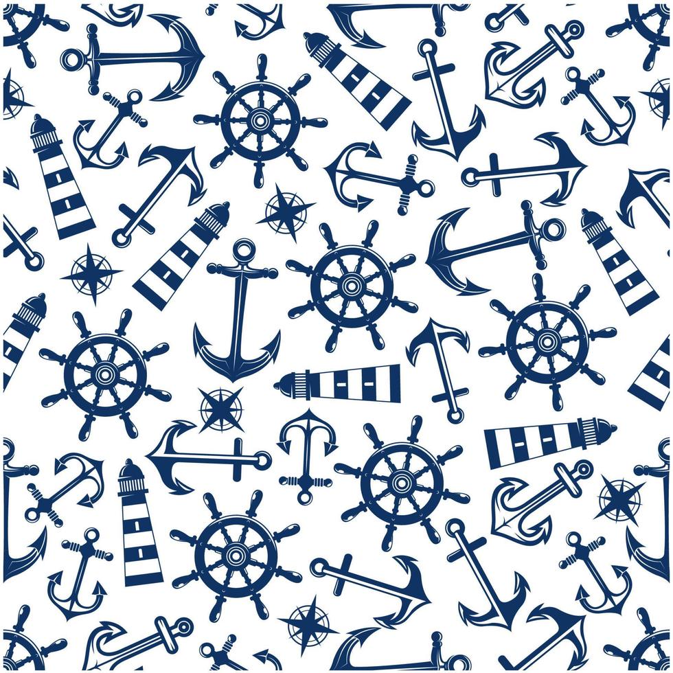 Marine Musterdesign mit blauen Elementen vektor